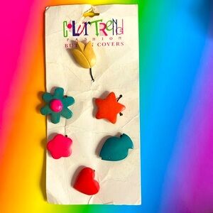 Vintage 90s Wooden Button Covers